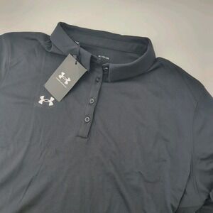 Under Armour Polo Shirt Women's XL Black Brand New Short Sleeve Loose 1370431